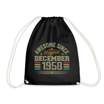 Dezember 1958 - Dezember 1958 Geburtstagsgeschenk - Turnbeutel - Schwarz - Vorne