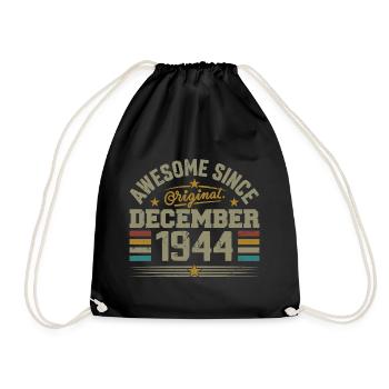 Dezember 1944 - Dezember 1944 Geburtstagsgeschenk - Turnbeutel - Schwarz - Vorne