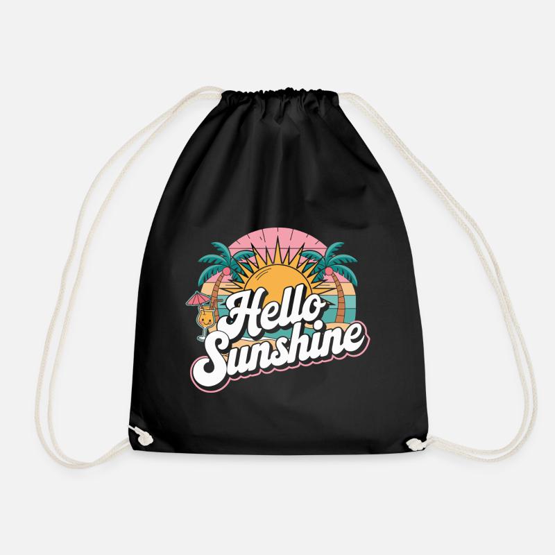 Hello Sunshine Retro Beach - Turnbeutel - Schwarz