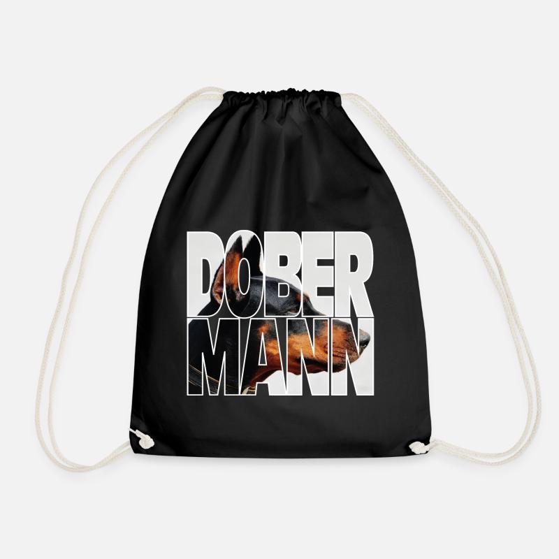 Doberman - Drawstring Bag - black