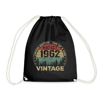 Vintage 1962 Millésime Août 1962 August 1962 Août - Drawstring Bag - black - Front