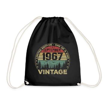 September 1967 Vintage Birthday Gift 1967 - Drawstring Bag - black - Front