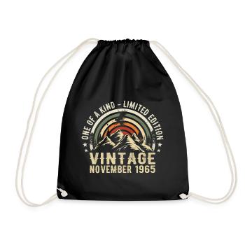 November 1965 Birthday - November 1965 Gift - Drawstring Bag - black - Front