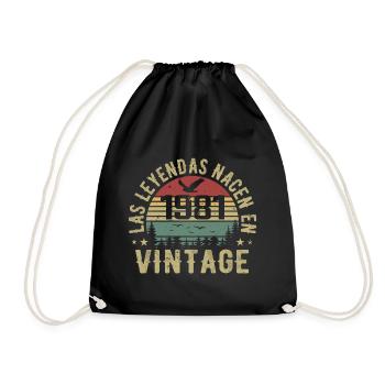 Legenden sind geboren 1981 Geburtstagsgeschenk 1981 - Turnbeutel - Schwarz - Vorne