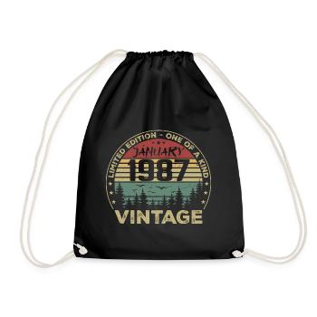 Vintage Janvier 1987 Anniversaire Janvier 1987 - Sac de sport léger - noir - Devant