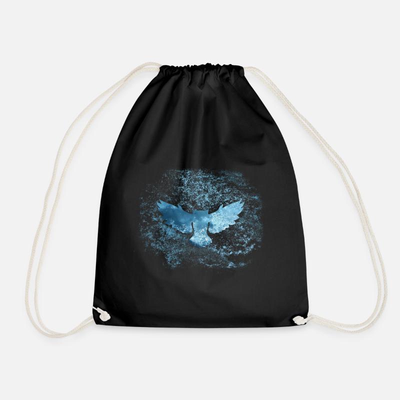 Frost owl silhouette - Drawstring Bag - black