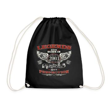 20. Geburtstag Mann Legende Jahrgang 2003 Oldtimer - Turnbeutel - Schwarz - Vorne