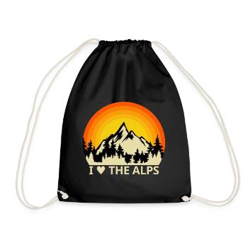 I love the Alps, mountains, freedom, nature - Drawstring Bag - black - Front