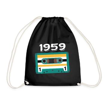 Kassette 1959 Jahrgang Jubiläum 1959 - Turnbeutel - Schwarz - Vorne