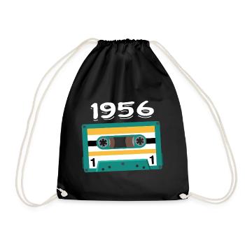 Kassette 1956 Jahrgang Jubiläum 1956 - Turnbeutel - Schwarz - Vorne