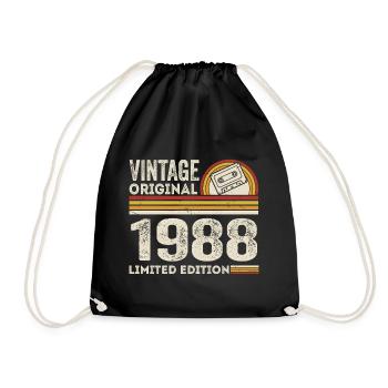 Vintage 1988 Cassette 1988 - 37e anniversaire 1988 - Sac de sport léger - noir - Devant