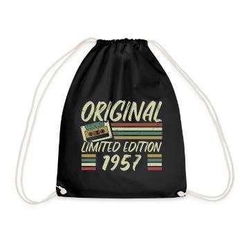 Jahrgang 1957 Retro 1957 Geburtstagsgeschenk - Turnbeutel - Schwarz - Vorne
