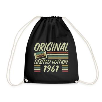 Jahrgang 1961 Retro 1961 Geburtstagsgeschenk - Turnbeutel - Schwarz - Vorne