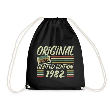 Jahrgang 1982 Retro 1982 Geburtstagsgeschenk - Turnbeutel - Schwarz - Vorne