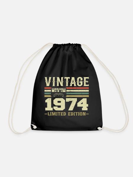 Jahrgang 1974 Retro 1974 Geburtstagsgeschenk - Turnbeutel - Schwarz