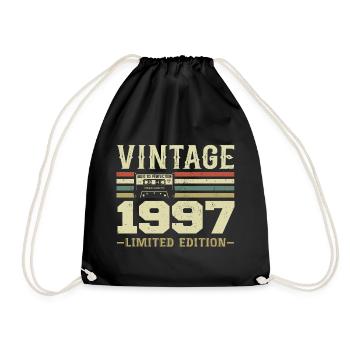 Vintage 1997 Retro 1997 Birthday Gift - Drawstring Bag - black - Front