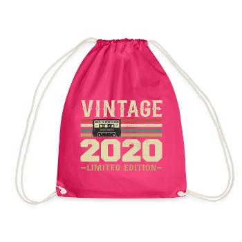 Jahrgang 2020 Retro Geburtstagsgeschenk 2020 - Turnbeutel - Fuchsia - Vorne