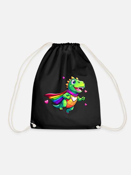 Superheld Dino - Turnbeutel - Schwarz