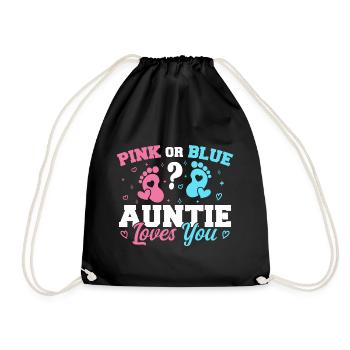 Pink Or Blue Auntie Loves You Gender reveal Auntie - Drawstring Bag - black - Front