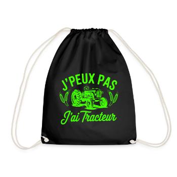 tee shirt Original j'peux pas j'ai tracteur - Sac de sport léger - noir - Devant