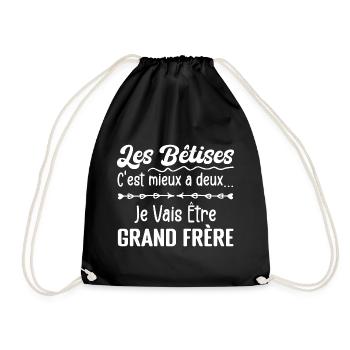 Je Vais Être Grand Frère Enfant Futur Grand Frère - Sac de sport léger - noir - Devant