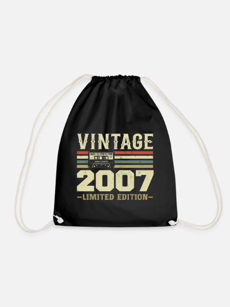 Jahrgang 2007 Retro Geburtstagsgeschenk 2007 - Turnbeutel - Schwarz