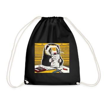Lustiges Frettchen Geschenk - Turnbeutel - Schwarz - Vorne