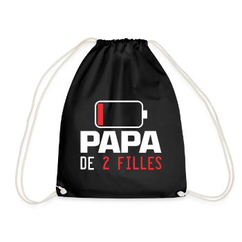 Homme Papa De 2 filles Cadeau Drôle fête des pères - Sac de sport léger - noir - Devant