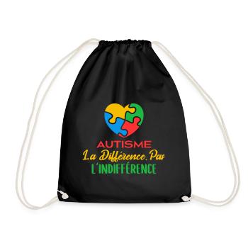 Avril Bleu Autisme Différence Pas Indifférence - Sac de sport léger - noir - Devant