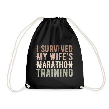 Ehefrauen Trainingsplan Lustiges Triathlon Geschenk - Turnbeutel - Schwarz - Vorne