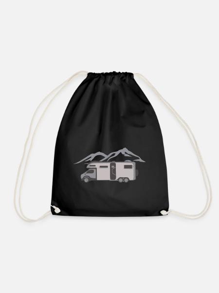 Camping camper van - Drawstring Bag - black