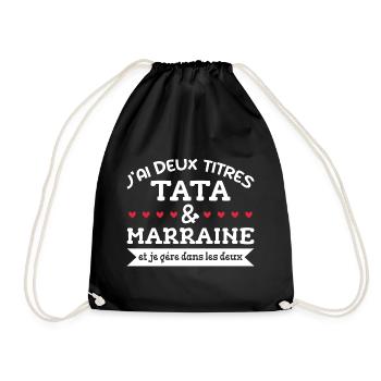 tata et Marraine, Marraine - Famille - Tata - Sac de sport léger - noir - Devant
