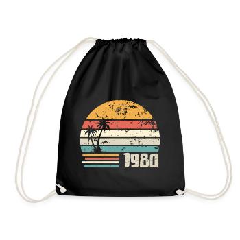 1980 Geburtstagsgeschenk - Hergestellt in 1980 Retro 1980er Jahre - Turnbeutel - Schwarz - Vorne