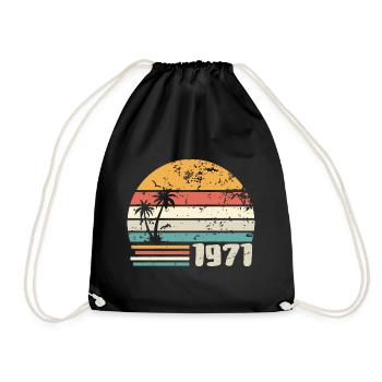 1971 Birthday Gift - Made in 1971 Retro 1971 - Drawstring Bag - black - Front