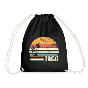 1960 Geburtstagsgeschenk - Hergestellt in 1960 Retro 1960er Jahre - Turnbeutel - Schwarz - Vorne