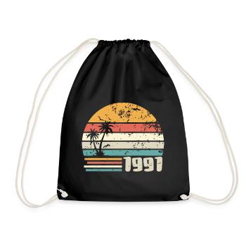 1991 Geburtstagsgeschenk - Made in 1991 Retro 1991 - Turnbeutel - Schwarz - Vorne