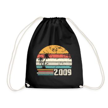 2009 Birthday Gift - Made in 2009 Retro 2009 - Drawstring Bag - black - Front