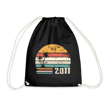 2011 Geburtstagsgeschenk - Made in 2011 Retro 2011 - Turnbeutel - Schwarz - Vorne