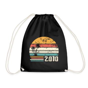 2010 Anniversary Gift - Made in 2010 Retro 2010 - Drawstring Bag - black - Front