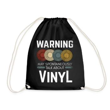 Record collector vinyl vintage record - Drawstring Bag - black - Front