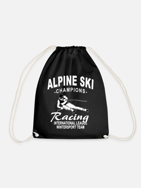 Ski alpine - Ski Abfahrt - Slalom - Skifahrer - Turnbeutel - Schwarz
