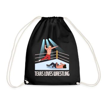 Texas wrestling design for proud Texas fans - Drawstring Bag - black - Front