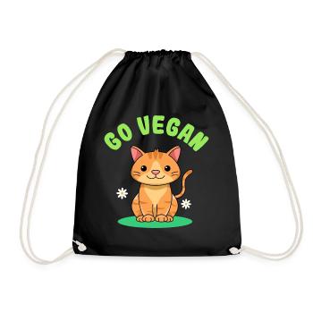 Katzendesign für stolze Veganer - Turnbeutel - Schwarz - Vorne