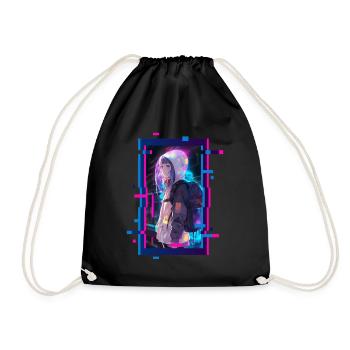 Cyber Futuristic Girl 3 - Anime Shirt - Turnbeutel - Schwarz - Vorne
