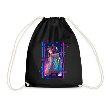 Cyber Futuristic Girl 2 - Anime Shirt - Turnbeutel - Schwarz - Vorne