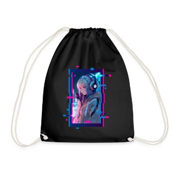 Cyber Futuristic Girl - Anime Shirt - Turnbeutel - Schwarz - Vorne