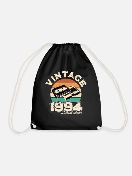 1994 Retro sunset videotape - 1994 Birthday gift - Drawstring Bag - black