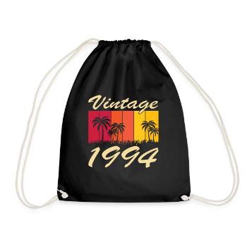 Vintage 1994 - sunny palmtrees - 1994 Birthday - Drawstring Bag - black - Front