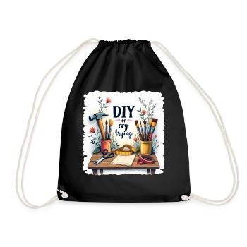 DIY or cry trying - Handwerkeln Upcycling - Turnbeutel - Schwarz - Vorne