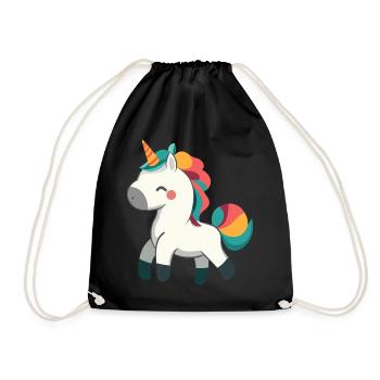 Niedliches stolzes Einhorn-Design - skurrile Cartoon-Kunst - Turnbeutel - Schwarz - Vorne